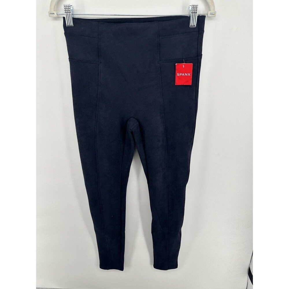 SPANX Leggings Faux Suede Classic Navy Blue 27” Inseam NWT